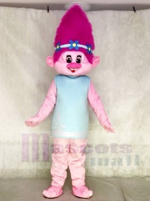 Pink Shy Trolls Chica Poppy Disfraz de mascota