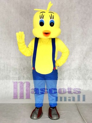 Tweety Looney Tunes pájaro amarillo con overol azul Disfraz de mascota