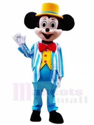 Mickey Mouse con esmoquin azul y sombrero amarillo Disfraz de mascota