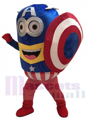 Captain America Esbirros con escudo Disfraz de mascota Dibujos animados