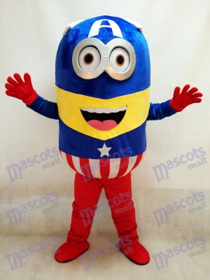 Tipo retro Captain America Traje Esbirros Disfraz de mascota Dibujos animados