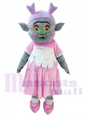 Trolls en vestido rosa Disfraz de mascota Dibujos animados