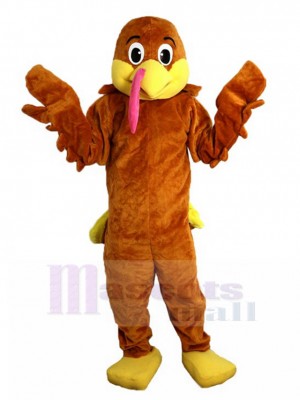 pavo marrón Disfraz de mascota con cola amarilla Animal