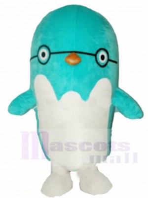 Pingüino pájaro azul con gafas Disfraz de mascota