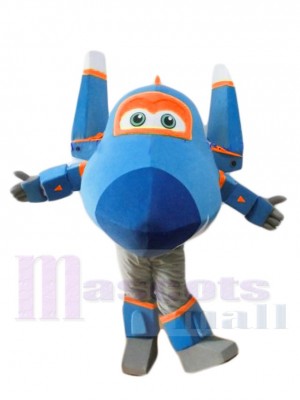 Azul Combatiente Jet Jerome Super Wings Disfraz de mascota Dibujos animados