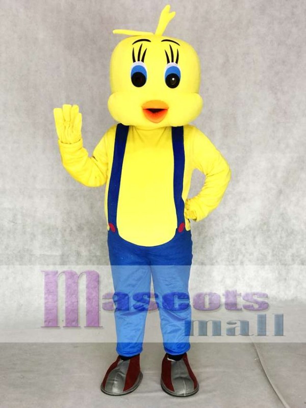 Tweety Looney Tunes pájaro amarillo con overol azul Disfraz de mascota