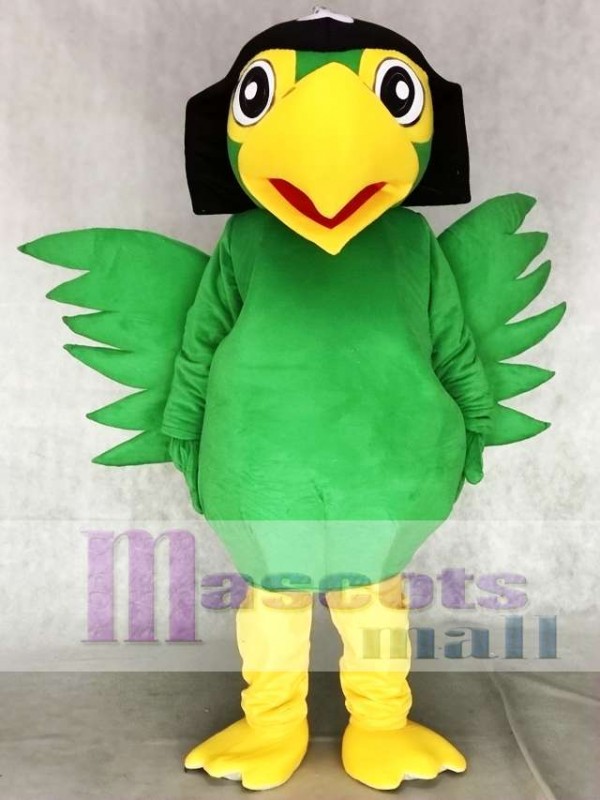Pájaro loro pirata verde realista Disfraz de mascota