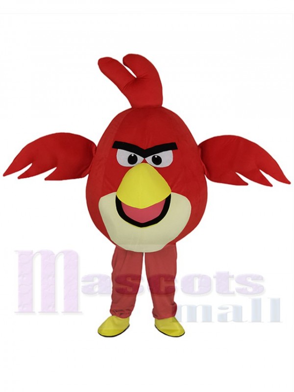 Pájaro enojado rojo disfraz de mascota