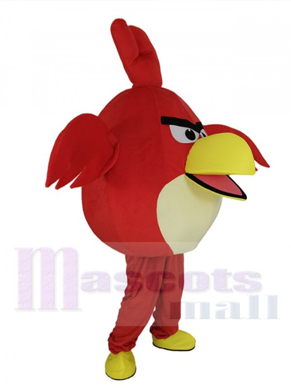 Pájaro enojado rojo disfraz de mascota
