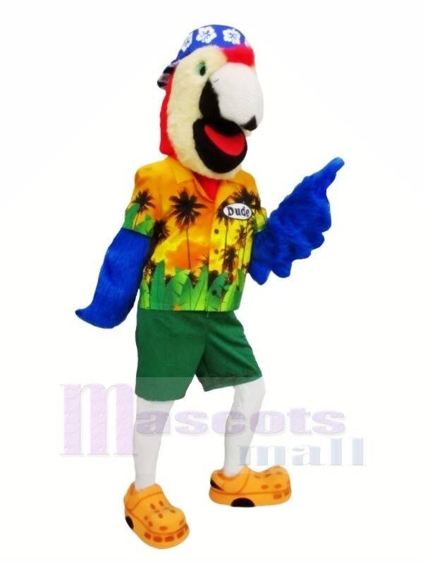 Loro de moda con sombrero azul Disfraz de mascota