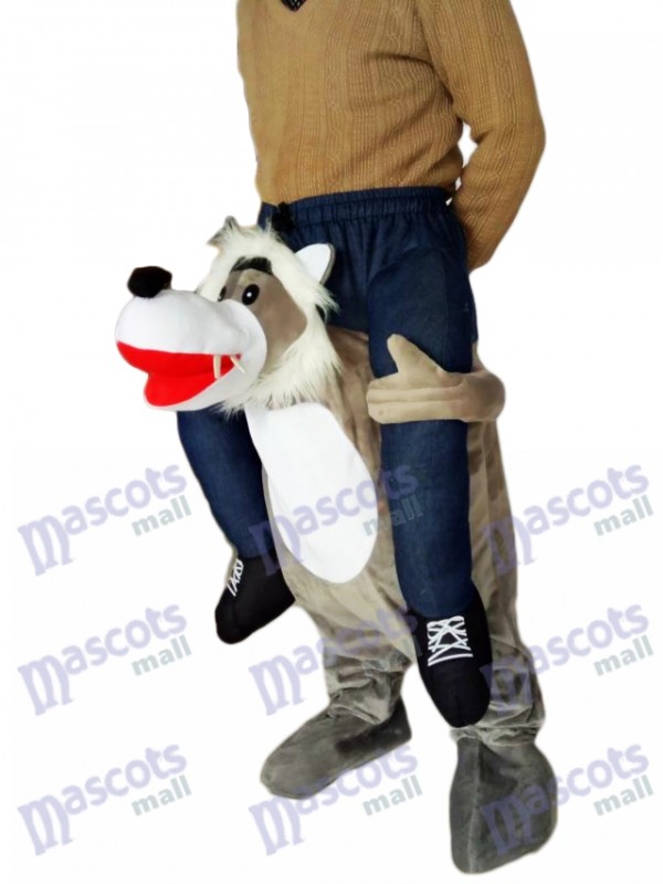 Lobo a cuestas Llévame Seguir adelante Lobo gris Disfraz de Mascota de Mario