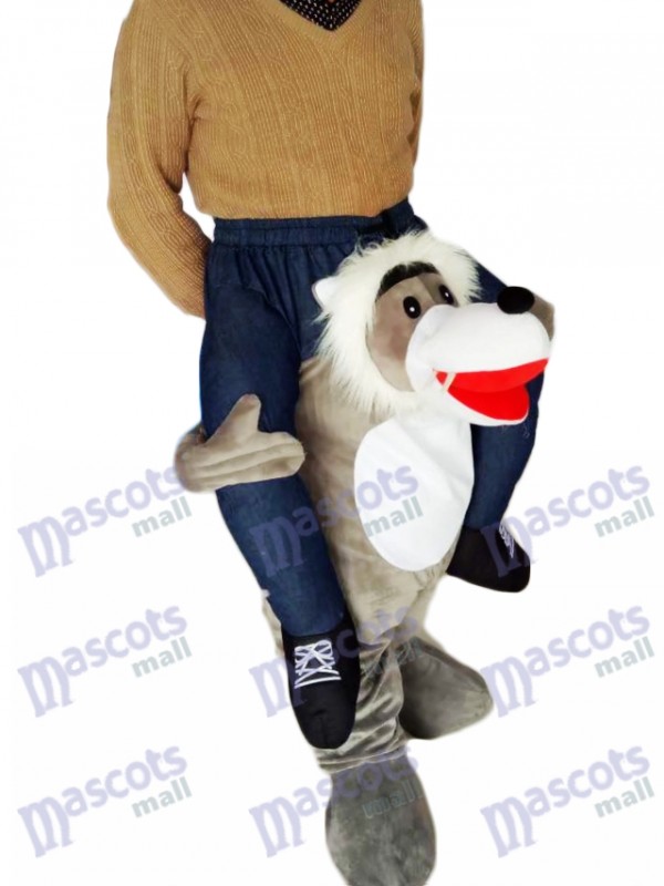 Lobo a cuestas Llévame Seguir adelante Lobo gris Disfraz de Mascota de Mario